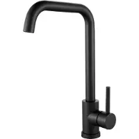 Unyqoos Küchenarmatur aus Edelstahl 304 – hohe, 360° schwenkbare Einhebel-Armatur, schwarz, Keramikkartusche, 268 mm Auslaufhöhe, 3/8 Zoll Anschluss