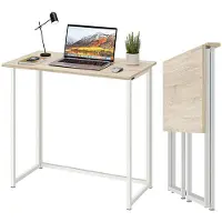 Unyqoos Klappbarer, kompakter Arbeitstisch – Multifunktionaler Falttisch für Homeoffice & Studium, 80×45×74 cm (eingeklappt 80×8×74 cm), MDF-Platte, Metallfüße