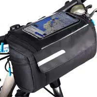 Unyqoos wasserdichte Fahrradlenkertasche mit Handyfach – 4 L, 18 x 12 cm Touchscreen-Fach, 3 Anti-Rutsch-Klett, reflektierende Streifen, vierlagiger Schutz