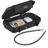 Relaxdays Sicherheitsbox mit Zahlenschloss, tragbar, Sicherungskabel, Autosafe, wasserdicht, HBT: 5,5x24x15 cm, schwarz
