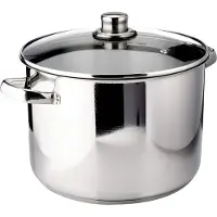 Unyqoos Edelstahl-Kochtopf 24 cm, 10 L mit Glasdeckel – Kapselboden, silber, für alle Herdarten, auch Induktion