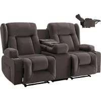 StarTech.com Relaxsofa 2-Sitzer - Elektrische Liegecouch - Massage - Heizfunktion - Elektrische Liegefunktion - USB-Anschlüsse - Getränkehalter - Seitentaschen - Braun