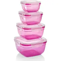 OEM Plastik-Grillbehälter-Set mit 4 Fassungsgrößen (0,5L, 0,9L, 1,5L, 2,4L), quadratisch, magnetronbeständig, luft- und wasserfest