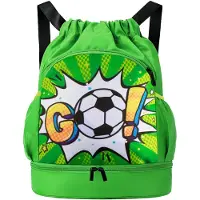 Unyqoos Wasserdichte Kinder-Schwimmtasche 41 x 30 x 13 cm – Nylon, Kordelzug, mehrere Fächer & Schuhfach, verstellbare Träger für Sport & Freizeit