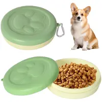 Unyqoos Tragbare, auslaufsichere Futter- & Wasserschale mit Deckel und Karabiner, 370 ml – 14 x 14 x 4 cm, Kunststoff, für Hunde & Katzen
