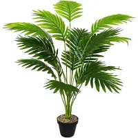 Unyqoos Künstliche Palme im Topf, realistisch 80 cm – Polyester/Kunststoff mit Drahtstielen, pflegeleichte Zimmerpflanze für Wohnzimmer & Büro