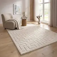 The Carpet Designteppich "Elisa", beige (creme), B:120cm H:15mm L:160cm, Polyester, Polypropylen (PP), Teppiche, Designteppich, mit klaren geometrischen Formen und Linien