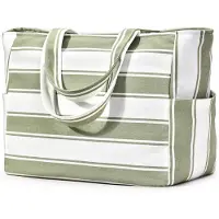 Unyqoos Strandtasche 40 L (52×22×33 cm) – geräumige, wasserabweisende & reißfeste Polyester-Schultertasche mit RV-Hauptfach, 2 Außen- und 3 Innenfächern