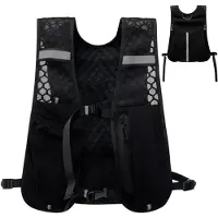 Unyqoos Leichte atmungsaktive Laufweste aus 3D‑Mesh mit reflektierenden Streifen, verstellbaren Brustgurten, Taschen für 7 Zoll Handy & 500 ml Flasche
