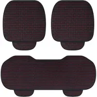 Unyqoos 3‑teiliges Autositzauflagen-Set – atmungsaktive Leinenfaser, rutschfester Silikonrücken, federnder Schaumkern, elegantes Rautendesign, universal für Auto & SUV (2 Vordersitz + 1 Rückbank)