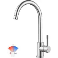 Unyqoos Edelstahl Einhebel-Küchenmischer, 360° schwenkbarer Auslauf, hoher Bogen, wassersparend (ABS-Aerator), leise, inkl. Montagezubehör