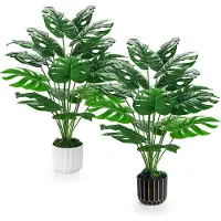 Unyqoos 2er-Set naturgetreue Monstera-Kunstpflanzen (71 cm) – pflegeleichte Deko für Wohnzimmer, Büro & Balkon, verstellbare Zweige, farbechter Kunststoff