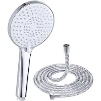 Unyqoos Handbrause rund Ø 120 mm – 3 Strahlarten (Regen, Massage, kräftiger Strahl), ABS verchromt, Silikondüsen, wassersparend, starker Wasserdruck
