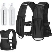 Unyqoos Laufweste mit 2 x 500 ml Trinkflaschen – ultraleicht 192 g, verstellbar für Brustumfang 90–120 cm, atmungsaktives Mesh, reflektierend
