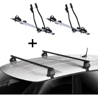 VDP 2x Fahrradträger SAGITTAR + Dachträger EVO Stahl kompatibel mit Abarth 500 3 Türer ab 2007