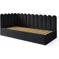 Ravio Jugendbett JUNIOR 120x200 Wandpaneele Schwarz Velvet Bettkasten