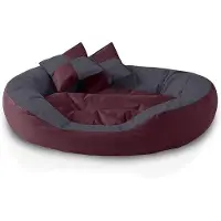 OEM Große ovale Hundecouch XL Bordeaux/Grau