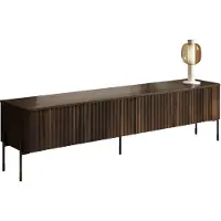 Mirjan 24 TV-Lowboard Vera 190, TV-Schrank mit vier Drehtüren, Schwarze Metallfüße (Farbe: Ristretto Barockeiche)