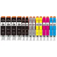 Inkpro 14 Druckerpatronen PGI-530 & CLI-531 schwarz cyan magenta gelb grau kompatibel mit Canon Pixma TS8500, TS8550, TS8551, TS8552, TS8700, TS8750, TS8751