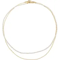 Elli Ketten-Set "Halskette Set Muschelkernperle Weiß 925 Sterling Silber vergoldet" Gr. 42, gold, Halsketten, Damen, Silber 925 (Sterlingsilber), Ketten-Set