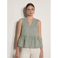Apricot Blusentop "Peplum-Oberteil", Damen, Gr. M (38), grün (mint), gewebt, Obermaterial: 100% Baumwolle CO., uni, normal, V-Ausschnitt, Blusen Blusentop, mit Blumenstickerei