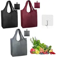 Unyqoos 3er-Set faltbare wasserdichte Einkaufstaschen aus 210T-Polyester – reißfest, kompakt, bis 10 kg pro Tasche, ideal für Einkauf, Reise & Sport