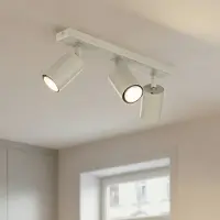 Sigma Deckenstrahler Zoom, 3-flammig, grau-beige, Stahl, GU10 Zoom , dimmbar, creme / amber, für Wohn- / Esszimmer, Metall, Modern, Strahler