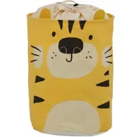 Otto Home Wäschesack "Millisy", weiß, B:35cm H:50cm T:35cm Ø:35cm, Baumwolle, Polyester, Wäschesammler, Wäschesack, mit Löwen-Motiv, Höhe ca. 50 cm