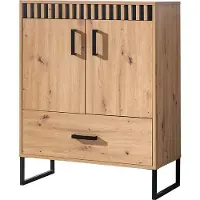 Minio , Kommode, Sideboard "Melle" 80 cm, Decorpanel mit oder ohne Lamellen, Artisan Eiche/Schwarz Matt Farbe
