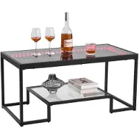 OEM Couchtisch aus Glas mit LED, 2 Ebenen, rechteckig, 100 cm