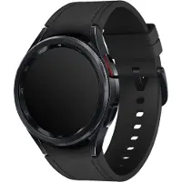 Samsung Galaxy Watch6 Classic 43 mm Edelstahlgehäuse schwarz auf Lederarmband S/M Graphit - WLAN + 4G