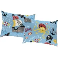 Adam Audio Dekokissen ADAM "Pirates" Gr. 2, blau (bedruckt), B:60cm L:40cm, Obermaterial: 100% Baumwolle, Dekokissen_Sitzkissen_Kissenhüllen, Dekokissen, GOTS-zertifiziert