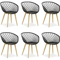 Homestyle4u Gartenstühle 6er Set Küchenstuhl Schwarz Gartensessel wetterfest