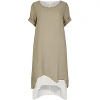 Apricot Minikleid "Schimmerndes Lagenkleid", Damen, Gr. XS (34), N-Gr, braun, gewebt, Obermaterial: 65% Viskose CV. 35% Polyester PES., uni, mit Knöpfen, Kleider Minikleid, mit Umgeschlagärmeln