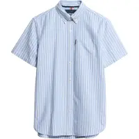 Superdry für Herren. M4010944A Blaues kurzärmeliges Oxford-Hemd (XXL), Lässig, Baumwolle, Kurzarm
