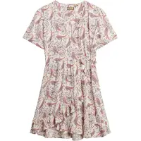 Superdry für Damen. W8011877A SS Beige bedrucktes Mini-Cross-Over-Kleid (XL), Lässig, Viskose, Kurzarm