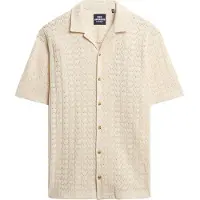 Superdry für Herren. M4011058A Gestricktes Textur-Shirt beige (M), Lässig, Baumwolle, Kurzarm