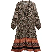 Superdry für Damen. W8011887A Schwarzes bedrucktes Midikleid (XS), Lässig, Langarm, Bio-Baumwolle, Nachhaltig