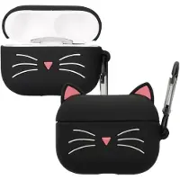 Kwmobile Design Schutzhülle für Apple Airpods Pro 2 Hülle - TPU Silikon Case für Kopfhörer Ladecase - stoßfestes Cover mit Karabiner - Schwarz Weiß