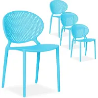 Homestyle4u Gartenstuhl WM blau 4er Set stapelbar wetterfest Gartenmöbel Stühle aus Kunststoff modern