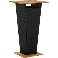 Syfax Bartisch Schwarz 60x60x110 cm Poly Rattan und Massivholz Akazie