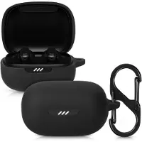 Kwmobile Schutzhülle für JBL Live Pro Plus Hülle - TPU Silikon Case für Kopfhörer Ladecase - stoßfestes Cover mit Karabiner - Schwarz