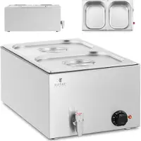 Royal Catering Bain-Marie Elektrowärmer mit Zapfhahn 2 x GN 1/2 600 W