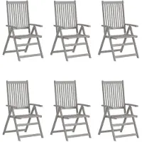 Syfax Verstellbare Gartenstühle 6 Stk. Grau Massivholz Akazie