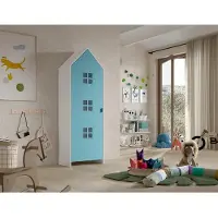 Vipack - CASAMI BRUGES Schrank mit 1 Tür, 3 Fenster, Ausführung MDF blau lackiert