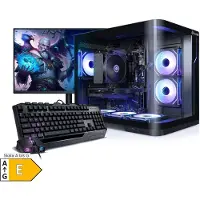 Kiebel.de PC Set Gaming mit 27 Zoll TFT Curve VII AMD Ryzen 7 5700X, 16GB DDR4, NVIDIA RTX 5060 8 GB, 1TB SSD, WLAN, Windows 11, Komplettsystem Gaming