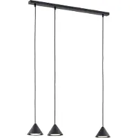 Emibig Hängelampe, schwarze Leiste, 3 kleine, konische Lampenschirme, höhenverstellbar, ELIT, 3xGX53, 12W,