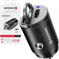 Swissten 20111900 Ladegerät für mobile Geräte Universal Schwarz Zigarettenanzünder Schnellladung Auto