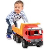 Lena Spielzeug-LKW "Giga Trucks, Muldenkipper Actros", gelb (gelb, rot), Spielzeugfahrzeuge, KinderB:27cm H:34cm T:62cm, Kunststoff, Spielzeug-LKW, Made in Europe, B:27cm H:34cm T:62cm