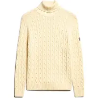 Superdry für Damen. W6110614A Beigefarbener Pullover mit lockerer Kabelrolle (S), Lässig, Baumwolle